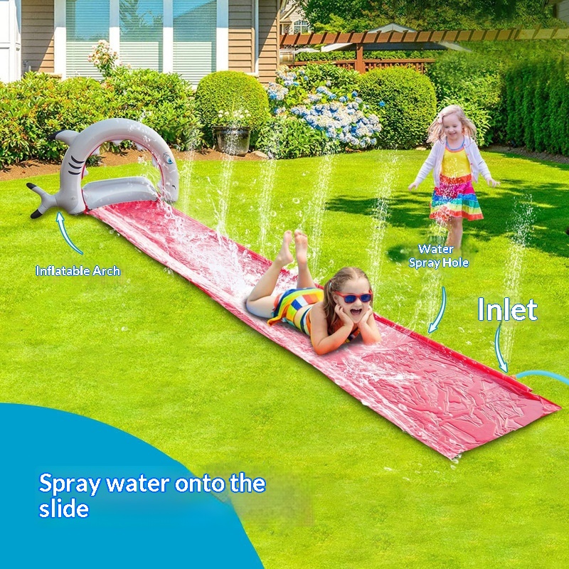 Kids Outdoor Garden Toys - Aufblasbare Wal-Wasserrutsche mit Sprinkler für Kinder