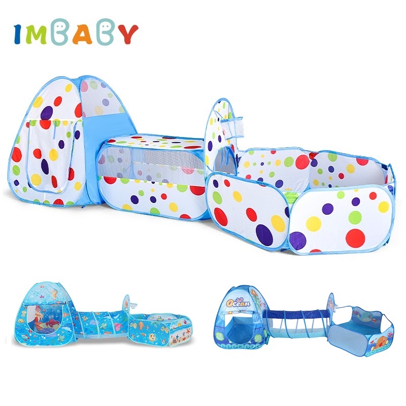 Kids Outdoor Play Tent - IMBABY 3-in-1-Tunnel für Bällebecken, zusammenklappbar, für