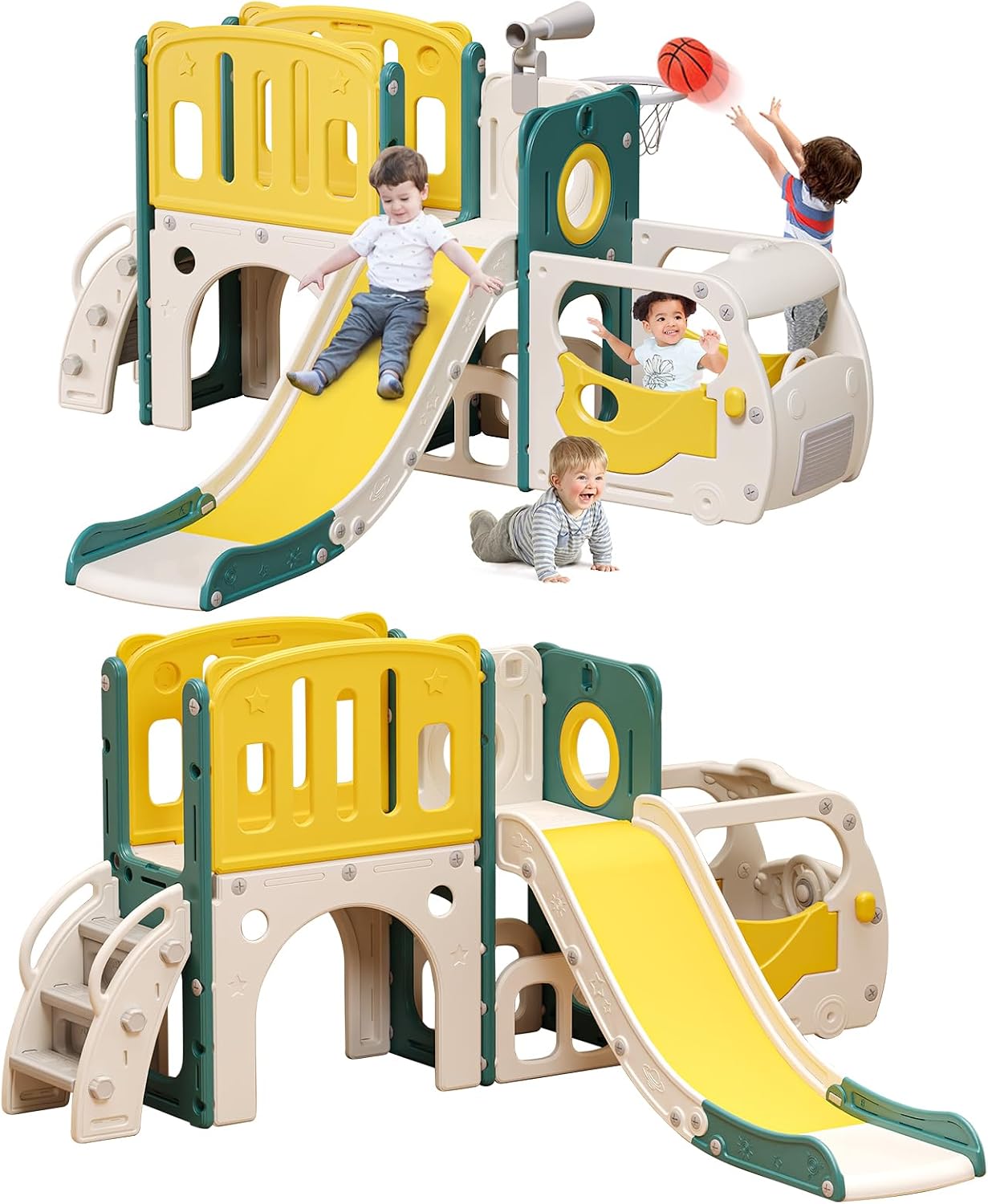 Kids Outdoor Climber - Kleinkind-Rutsche Kinderrutsche Spielset für Babys Bus-Themen-Kleinkind-Spielplatz