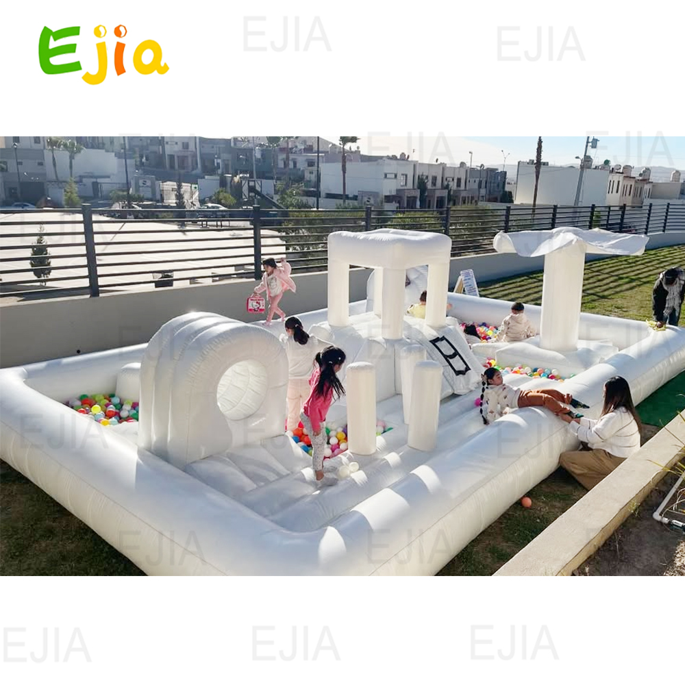 Kids Outdoor Obstacle Course Equipment - Aufblasbarer Türsteher, Wasserrutsche, Pool, weiß, Kindergarten,