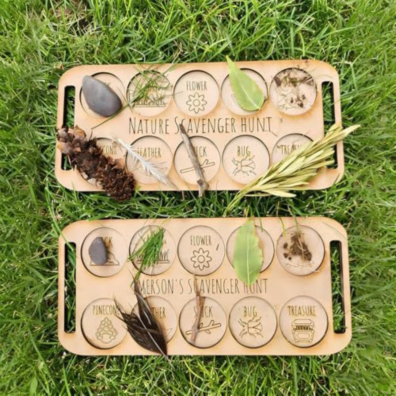 Kids Outdoor Scavenger Hunt - Tragbares Holz-Insekten-Sammelbrett Outdoor-Naturerkundungsspiel für Kinder Lehrreiches