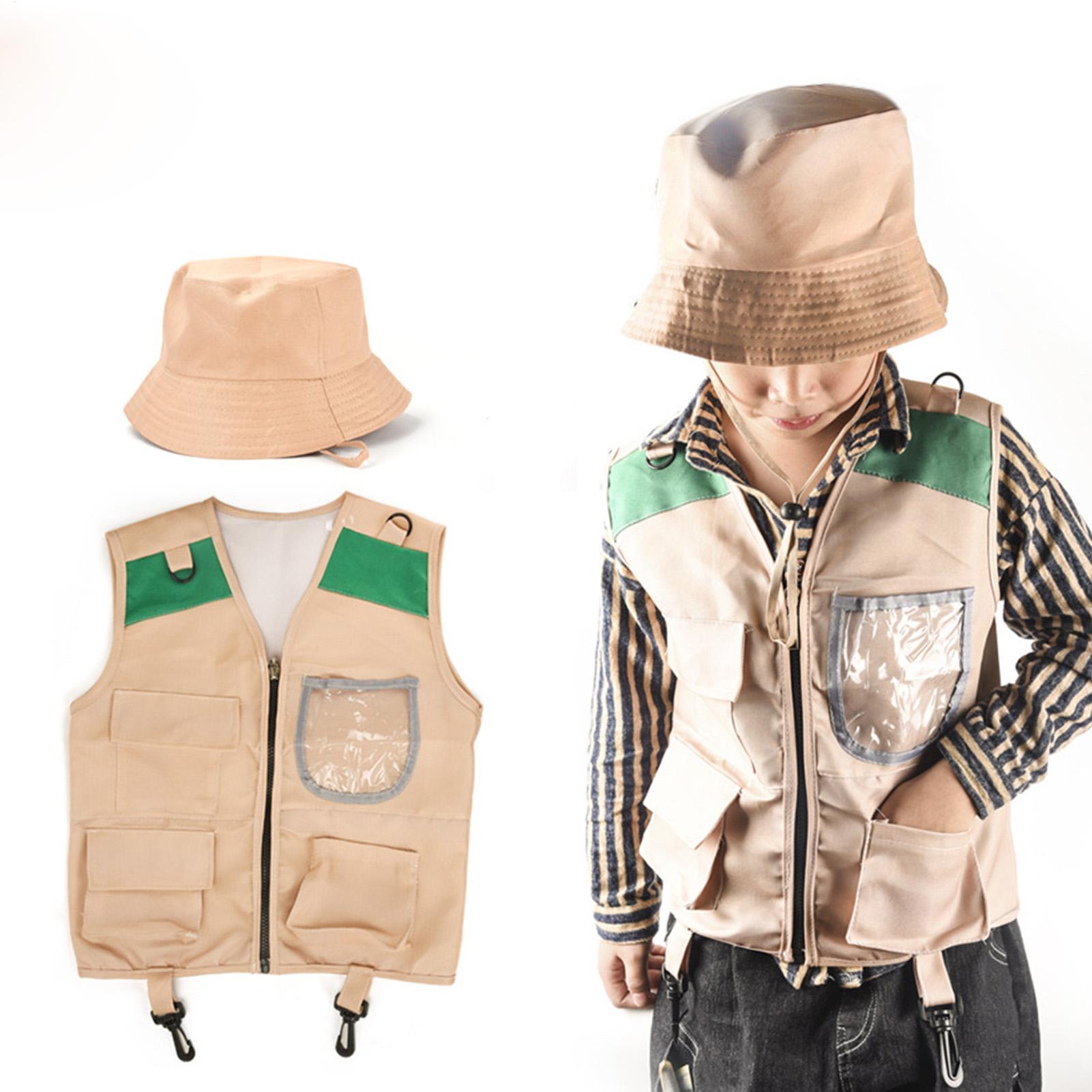 Kids Outdoor Adventure Kit - Kinder-Entdecker-Hut und Weste, Kostümset, Abenteuer-Rollenspiel-Outdoor-Set für