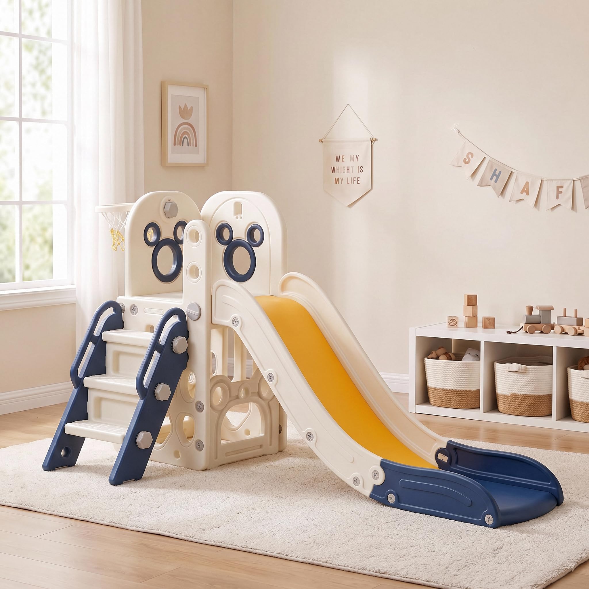 Kids Outdoor Climber - 6-in-1 Kleinkind-Rutsche-Spielset, Robuster L-förmiger Kletterer mit