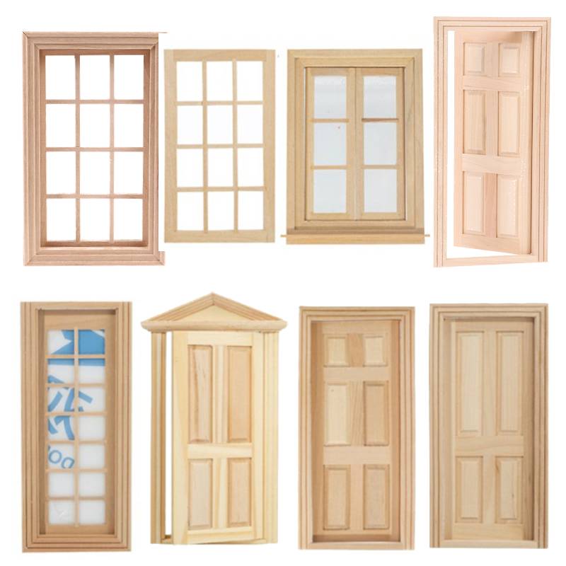 Kids Outdoor Cubby House - 1:12 Puppenhaus-Mini-Türen und -Fenster können mit