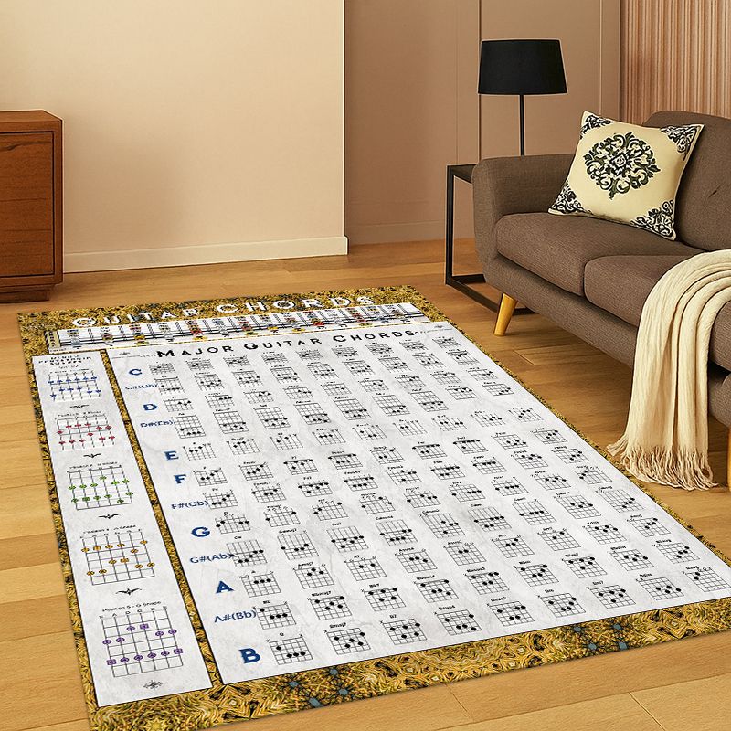 Kids Outdoor Flooring - Musiktheorie-Diagramm Gitarrenakkorde Teppich für Schlafzimmer Wohnzimmer