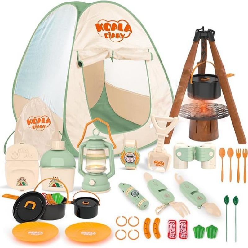 Kids Outdoor Play Tent - Kinder-Camping-Set, Kleinkind-Spielzeug für Jungen mit Lagerfeuer,