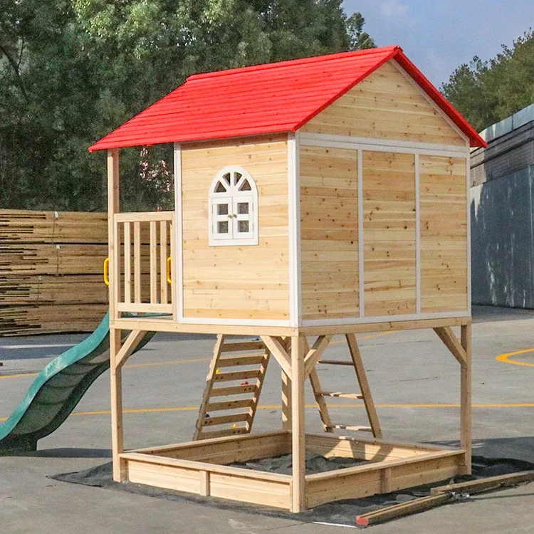 Kids Outdoor Cubby House - l Holzspielplatz für den Außenbereich, Spielhäuser,