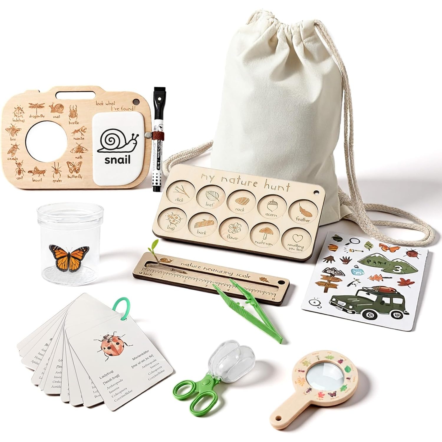 Kids Outdoor Adventure Kit - Insektenfänger-Set für Kinder mit Insektenbox, Lernkarten