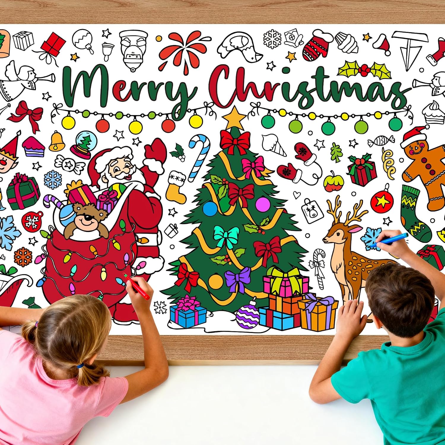 Kids Outdoor Xmas Gifts - Weihnachtsriesen-Malposter, Tischdecke für Kinder, zum Ausmalen,