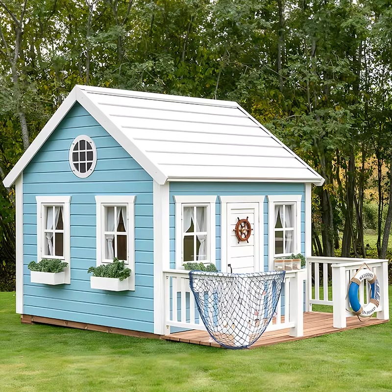 Kids Outdoor Cubby House - Outdoor Garten-Spielhaus für Kinder, Holz-Spielplatzhaus