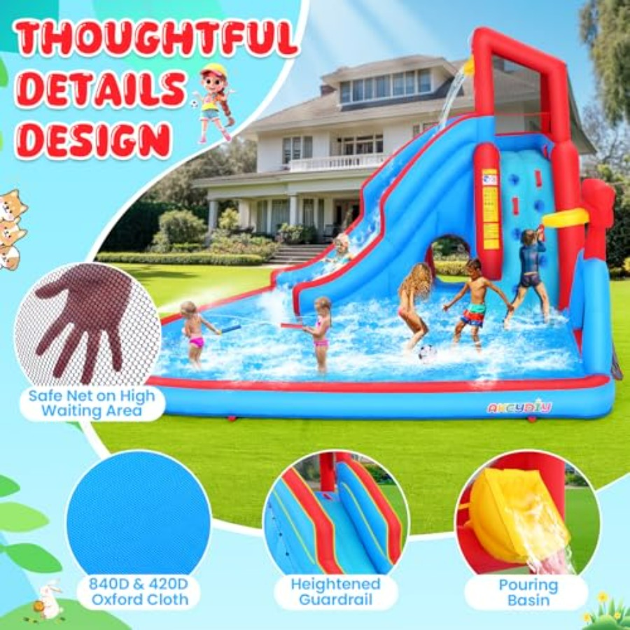 Aufblasbare Wasserrutsche mit  – Kids Outdoor Water Park Bewertung und Preis