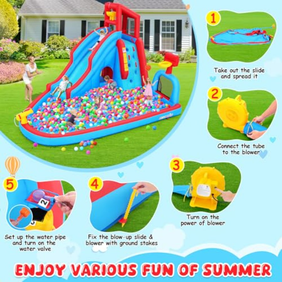 Aufblasbare Wasserrutsche mit  – Kids Outdoor Water Park Bewertung und Preis