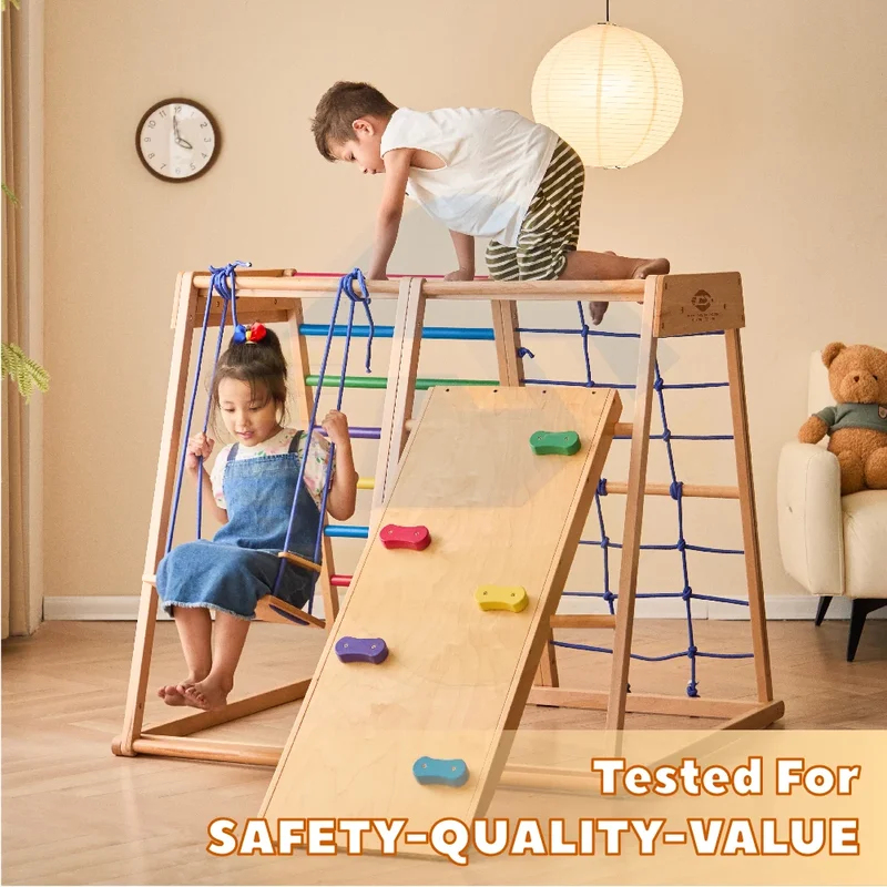 Holz-Klettergerüst für Innenrä – Kids Outdoor Swing Set With Slide Bewertung und Preis
