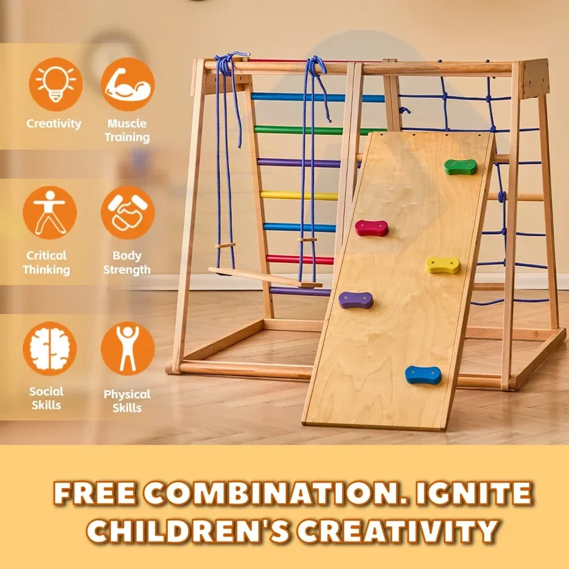 Holz-Klettergerüst für Innenrä – Kids Outdoor Swing Set With Slide Bewertung und Preis